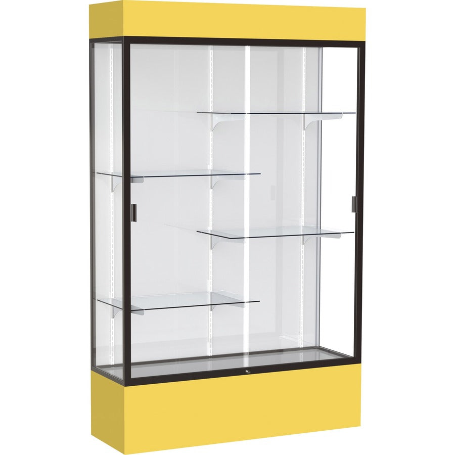 Waddell 4' (48"W) Floor Case - 48" Width x 16" Depth x 80" Height - 4 x Shelf(ves) - Sliding Door(s) - Adjustable Shelf, Lockable, LED Light, Sturdy, Leveler - Assembly Required - TAA Compliant