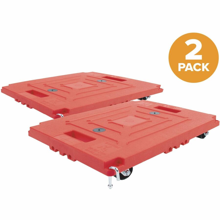 Bostitch Heavy-Duty Dolly - 250 lb Load Capacity - 4 Casters - Steel, Glass-filled Nylon - 18" Width x 12.75" Depth x 3.50" Height - Red - 2 / Carton