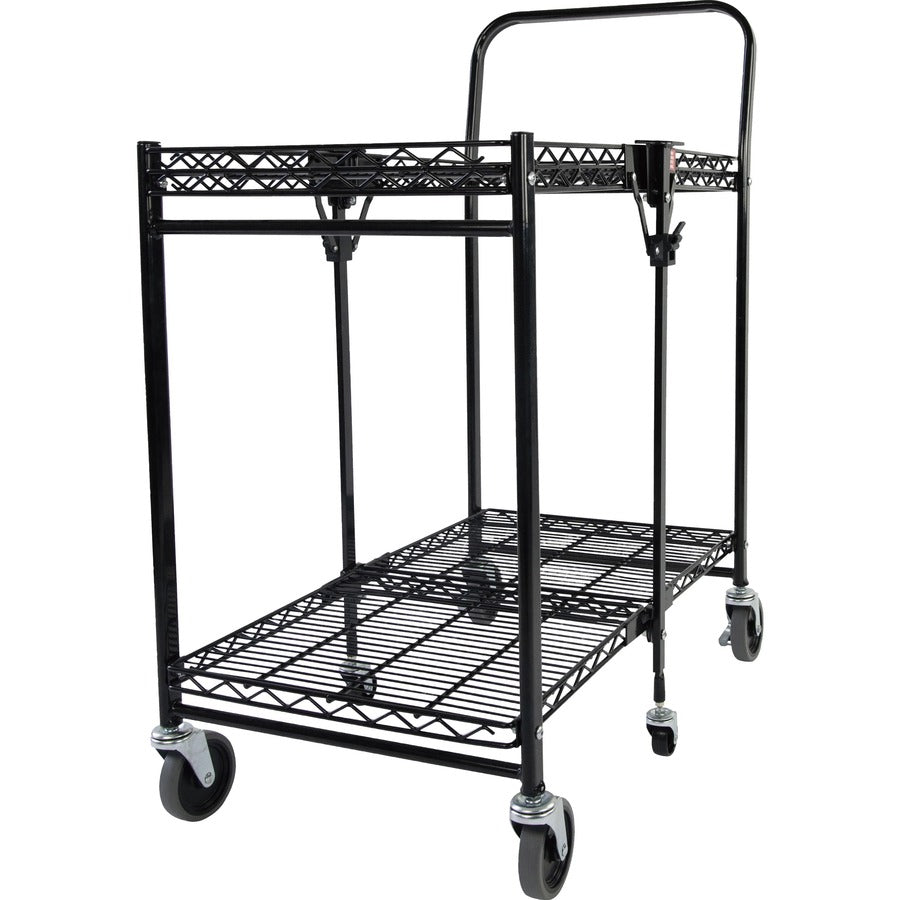 Bostitch Stowaway Folding Utility Cart - Small - 2 Shelf - 400 lb Load Capacity - 6 Casters - Metal - 31" Width x 19.50" Depth x 39" Height - Steel Frame - Black - 1 Each