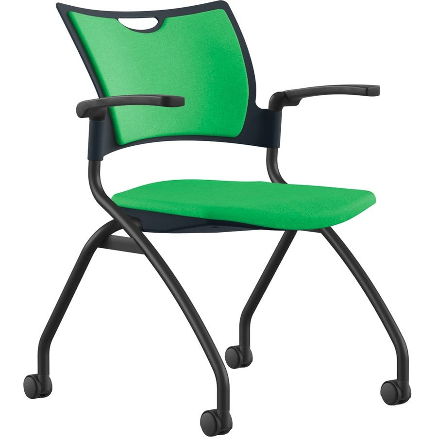 9 to 5 Seating Bella Fixed Arms Mobile Nesting Chair - Latte Seat Color - Thermoplastic Seat Material - Latte Back Color - Thermoplastic Back Material - Powder Coated, Silver Frame Color - Four-legged Base - 1 Each