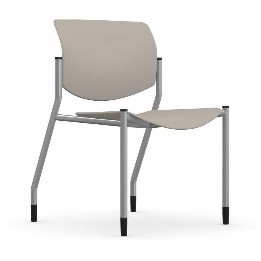 9 to 5 Seating Shuttle Armless Stack Chair w/ Glides - Latte Seat Color - Plastic Seat Material - Latte Back Color - Plastic Back Material - Silver Frame Color - Four-legged Base - 1 Each