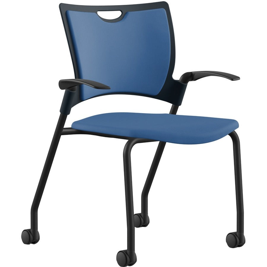 9 to 5 Seating Bella Fabric Seat Mobile Stack Chair - Cloud Seat Color - Fabric, Foam Seat Material - Cloud Back Color - Fabric, Foam Back Material - Black, Powder Coated Frame Color - Four-legged Base - 1 Each