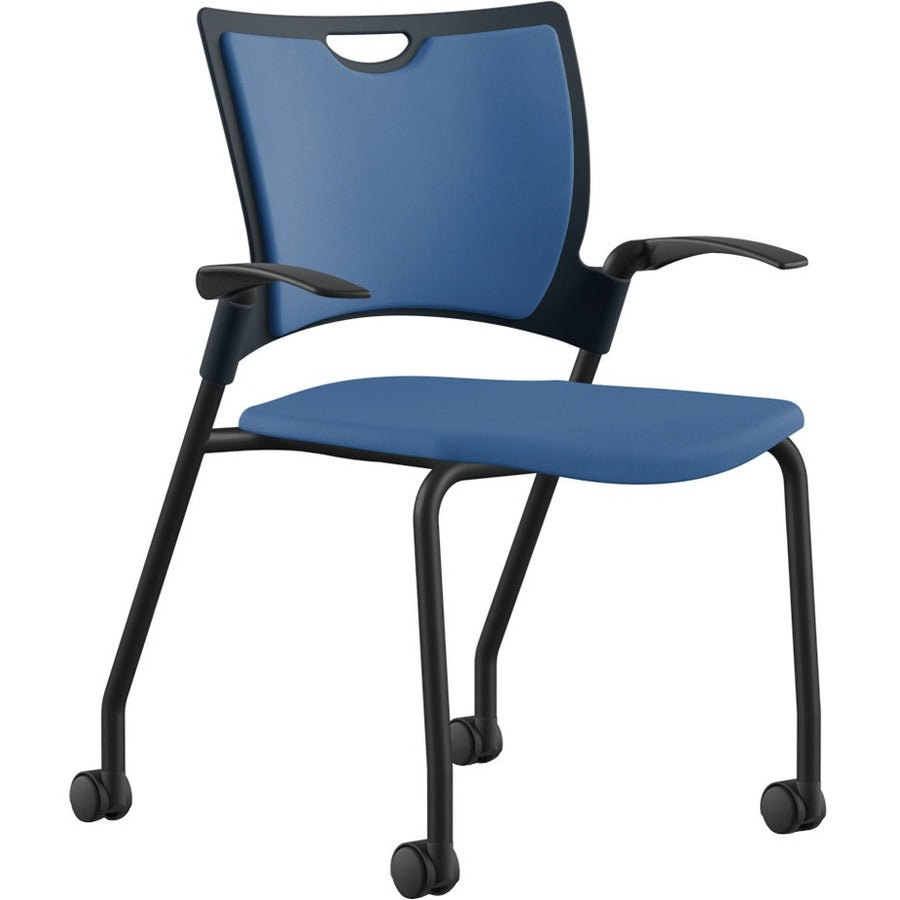 9 to 5 Seating Bella Fixed Arms Mobile Stack Chair - Latte Seat Color - Thermoplastic Seat Material - Latte Back Color - Thermoplastic Back Material - Powder Coated, Silver Frame Color - Four-legged Base - 1 Each