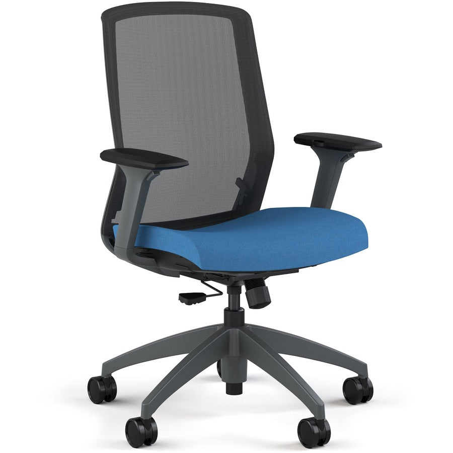 9 to 5 Seating Neo Task Chair - Blue Seat Color - Foam, Fabric Seat Material - Gray Back Color - 5-star Base - 1 Each