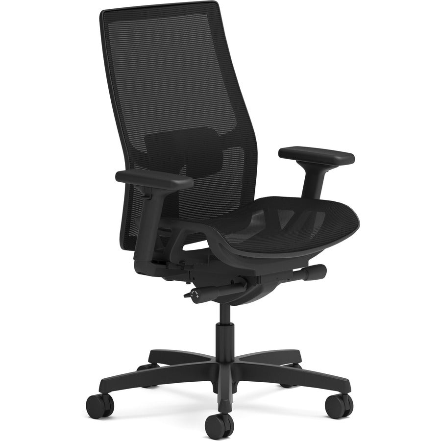 HON Ignition 2.0 Mid-back Mesh Seat Task Chair - Black Seat Color - Mesh Seat Material - Black Back Color - Mesh Back Material - Mid Back - Black - Armrest - 1 Each