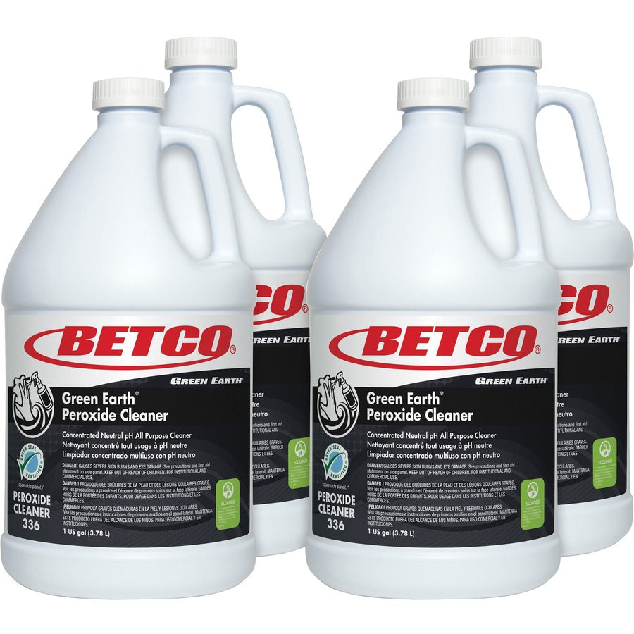 Betco Green Earth Peroxide Cleaner - Concentrate - 128 fl oz (4 quart) - Fresh Mint Scent - pH Neutral - Clear - 4 / Carton