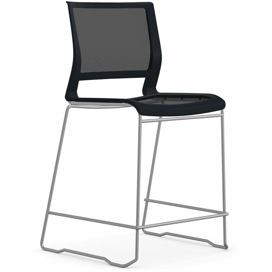 9 to 5 Seating Kip Stack Stool - Black Swan Seat Color - Plastic Seat Material - Black Swan Back Color - Plastic Back Material - Chrome Frame Color - Sled Base - 1 Each