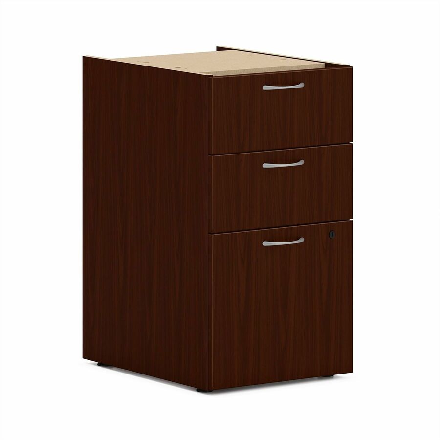 HON Mod HLPLPSBBF Pedestal - 28" Height x 15" Width x 20" Depth - Total Drawer(s): 3 - Finish: Traditional Mahogany, Laminate - Built-in Hangrail, Durable, Scratch Resistant, Spill Resistant, Stain Resistant, Ball-bearing Suspension - For Home, Office...