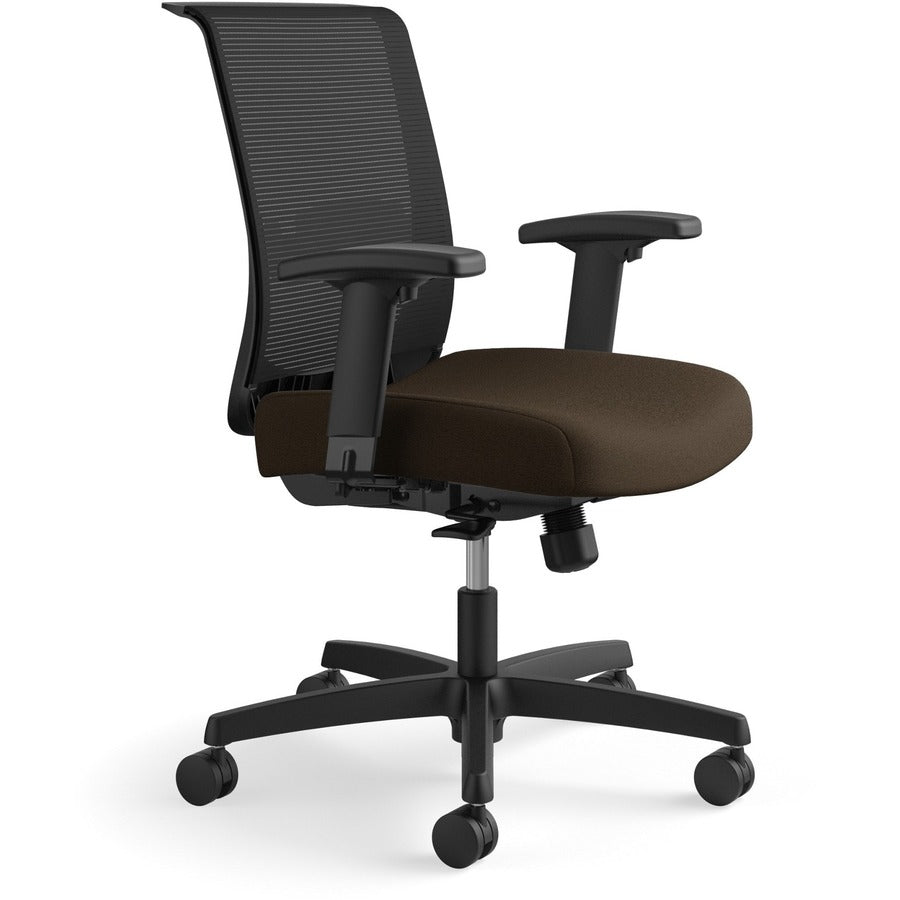 HON Convergence Chair - Espresso Seat Color - Vinyl, Fabric Seat Material - Black Back Color - Mesh Back Material - Black Frame Color - 5-star Base - Espresso - 1 Each