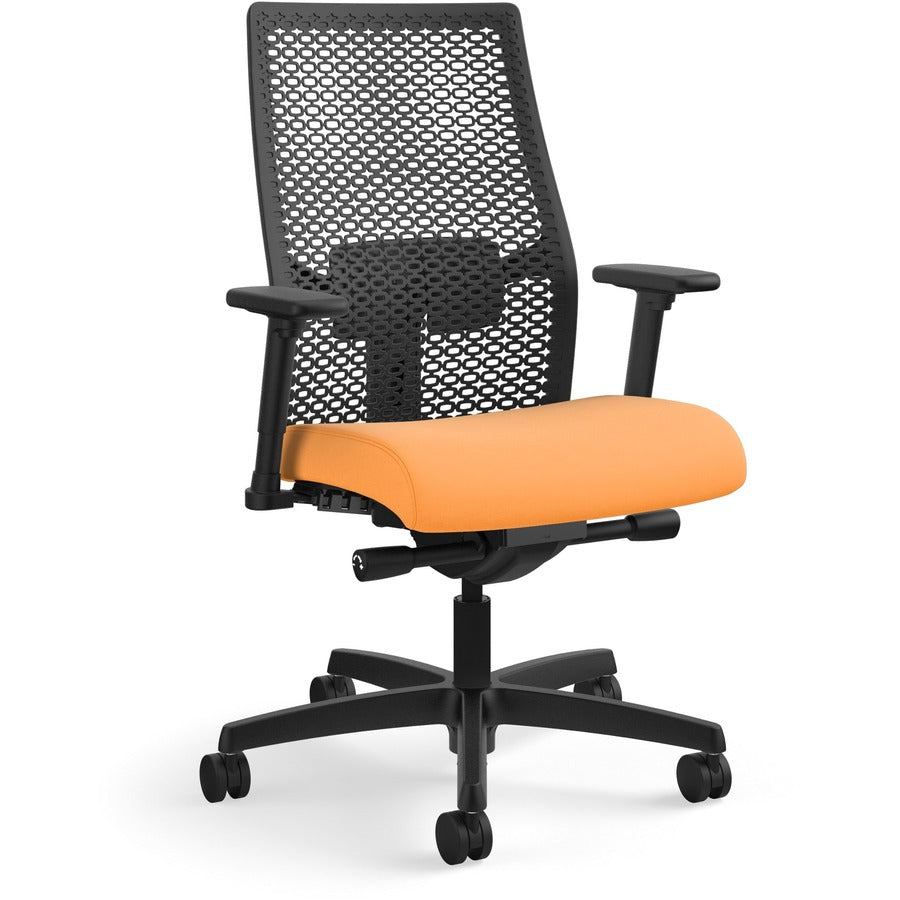 HON Ignition ReActiv Chair - Apricot Seat Color - Fabric Seat Material - Black Back Color - Mesh Back Material - Black Frame Color - Mid Back - Apricot - 1 Each