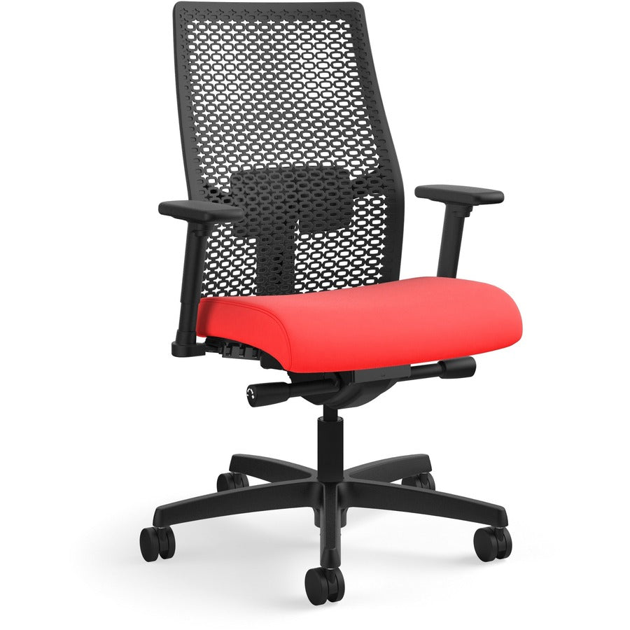 HON Ignition ReActiv Chair - Ruby Seat Color - Fabric Seat Material - Black Back Color - Mesh Back Material - Black Frame Color - Mid Back - Ruby - 1 Each