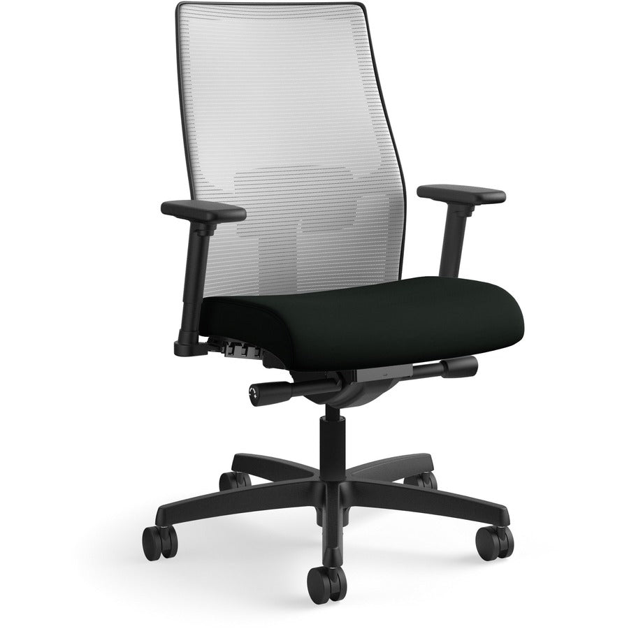 HON Ignition 2.0 Chair - Vinyl Seat Material - Fog Back Color - Mesh Back Material - Black Frame Color - Mid Back - Black - 1 Each