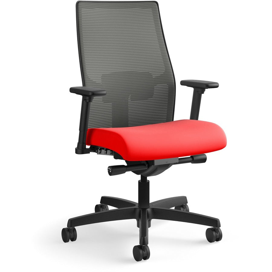 HON Ignition 2.0 Chair - Ruby Seat Color - Fabric Seat Material - Charcoal Back Color - Mesh Back Material - Black Frame Color - Mid Back - Ruby - 1 Each