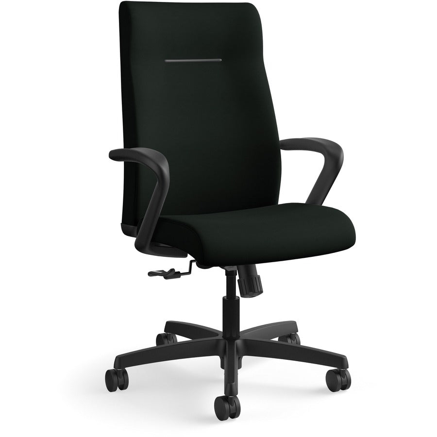 HON Ignition Chair - Black Seat Color - Vinyl Seat Material - Black Back Color - Fabric Back Material - Black Frame Color - High Back - Black - Armrest - 1 Each