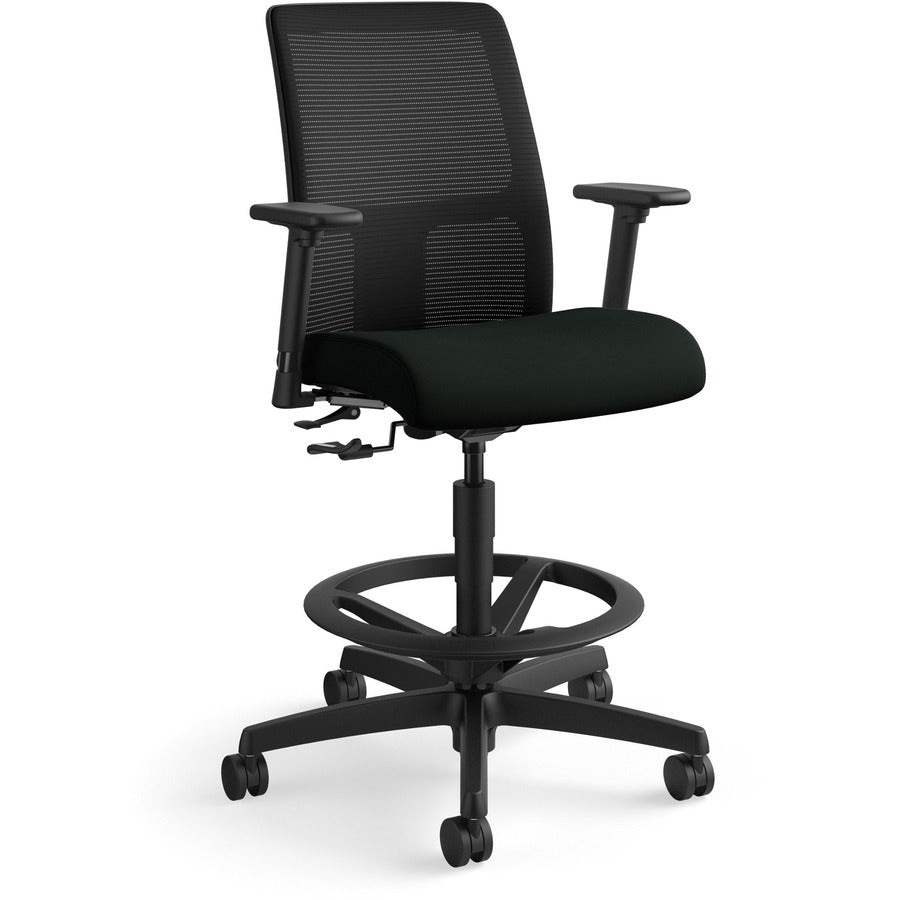 HON Ignition Sitting Stool - Black Seat Color - Vinyl Seat Material - Black Back Color - Mesh Back Material - Black Frame Color - Low Back - Black - 1 Each