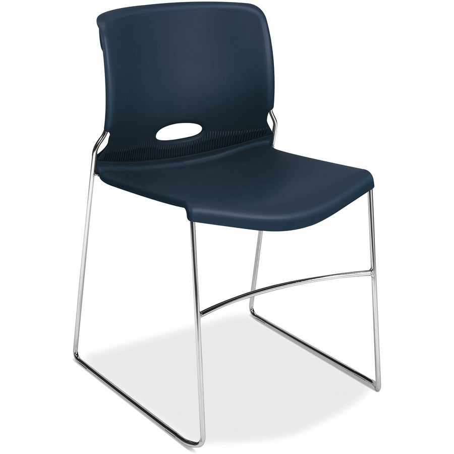 HON Olson Chair - Plastic Seat Material - Regatta Back Color - Plastic Back Material - Chrome Frame Color - Steel Frame Material - Plastic - 4 / Carton