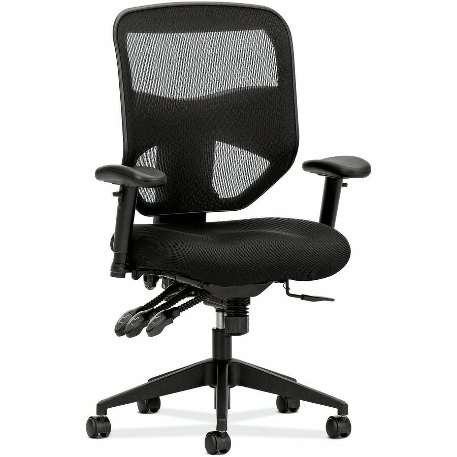 HON Prominent Task Chair - Black Seat Color - Mesh, Polyester Seat Material - Black Back Color - Mesh Back Material - Black Frame Color - High Back - 5-star Base - Black - 1 Each