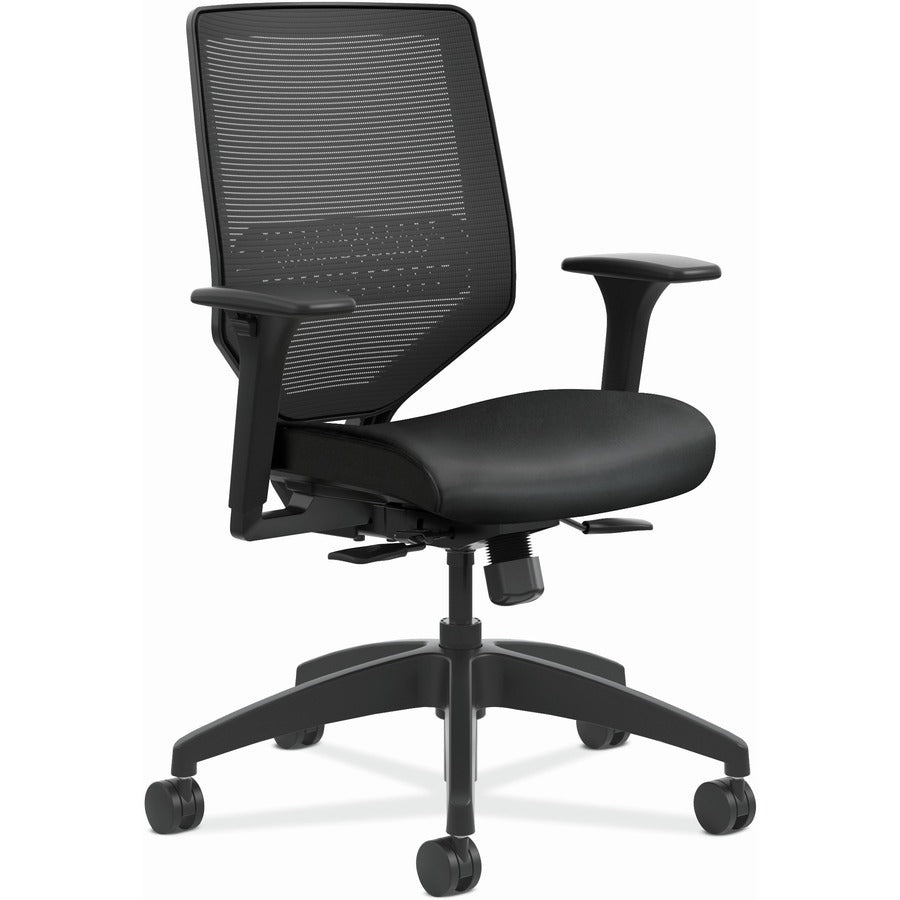 HON Solve Chair - Vinyl Seat Material - Black Back Color - Black Frame Color - Mid Back - Black - 1 Each