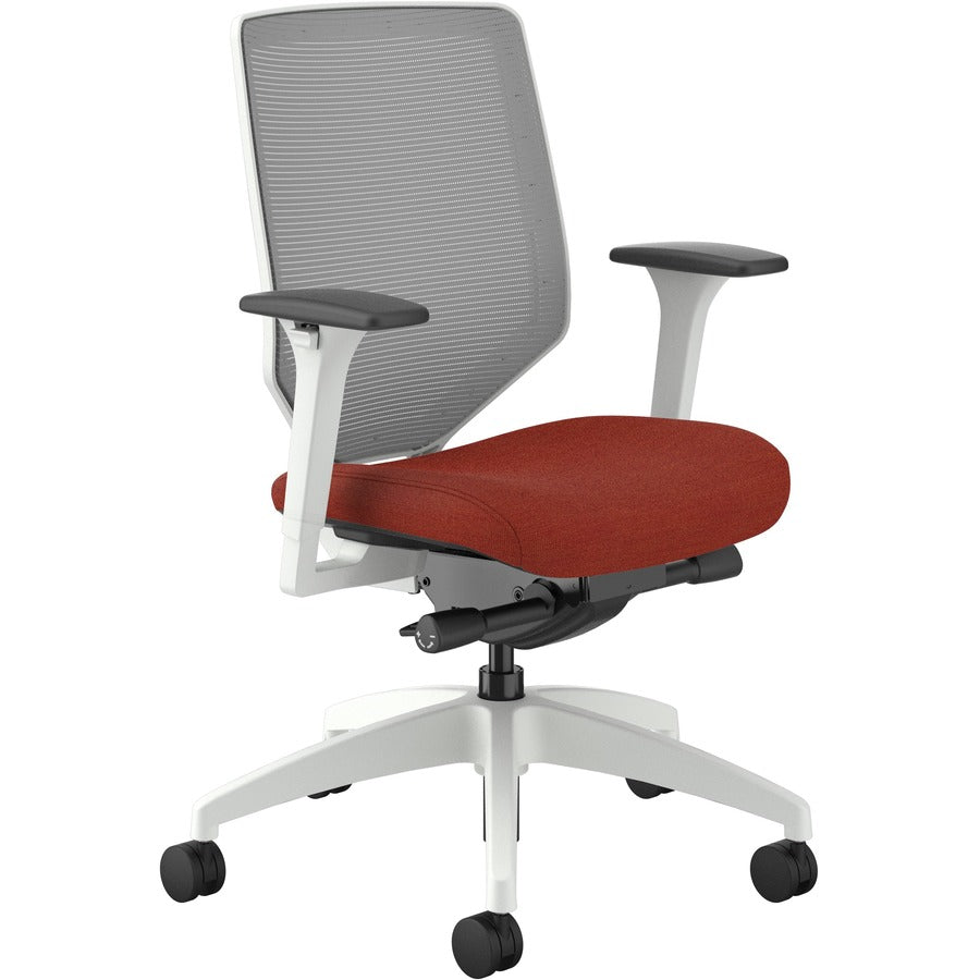 HON Solve Chair - Bittersweet Seat Color - Fabric Seat Material - Fog Back Color - Mesh Back Material - Designer White Frame Color - Mid Back - Bittersweet - 1 Each