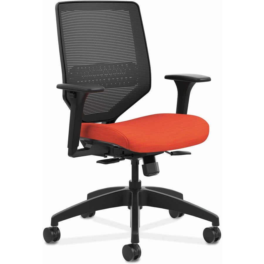 HON Solve Chair - Fabric Seat Material - Black Back Color - Mesh Back Material - Black Frame Color - Mid Back - Bittersweet - 1 Each