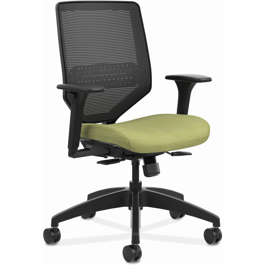 HON Solve Chair - Fabric Seat Material - Black Back Color - Mesh Back Material - Black Frame Color - Mid Back - Meadow - 1 Each