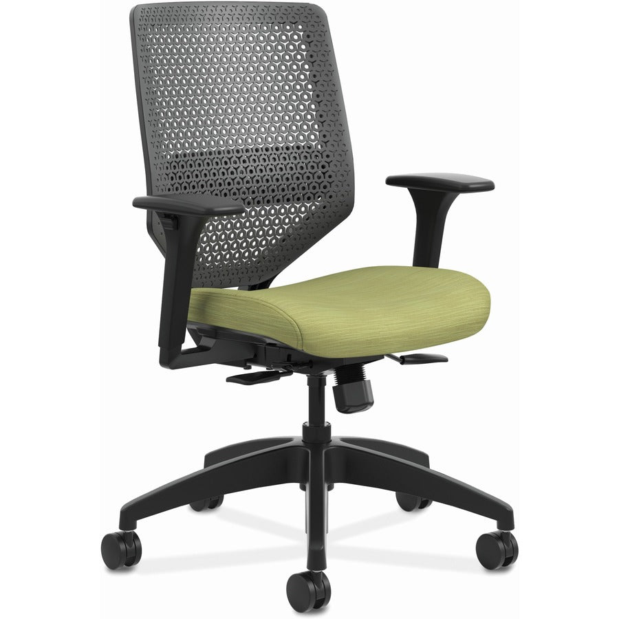 HON Solve Chair - Fabric Seat Material - Charcoal Back Color - Black Frame Color - Mid Back - Meadow - 1 Each