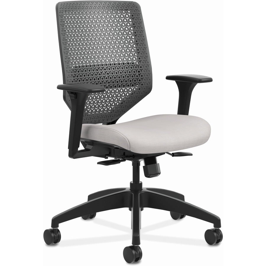 HON Solve Chair - Fabric Seat Material - Charcoal Back Color - Black Frame Color - Mid Back - Sterling - 1 Each