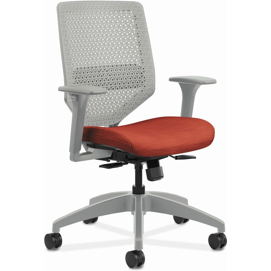 HON Solve Chair - Fabric Seat Material - Titanium Back Color - Black Frame Color - Mid Back - Bittersweet - 1 Each