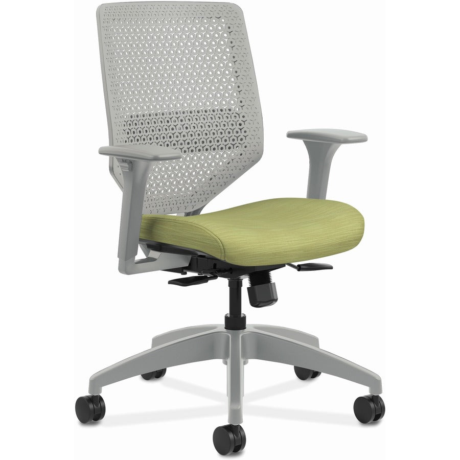 HON Solve Chair - Fabric Seat Material - Titanium Back Color - Black Frame Color - Mid Back - Meadow - 1 Each