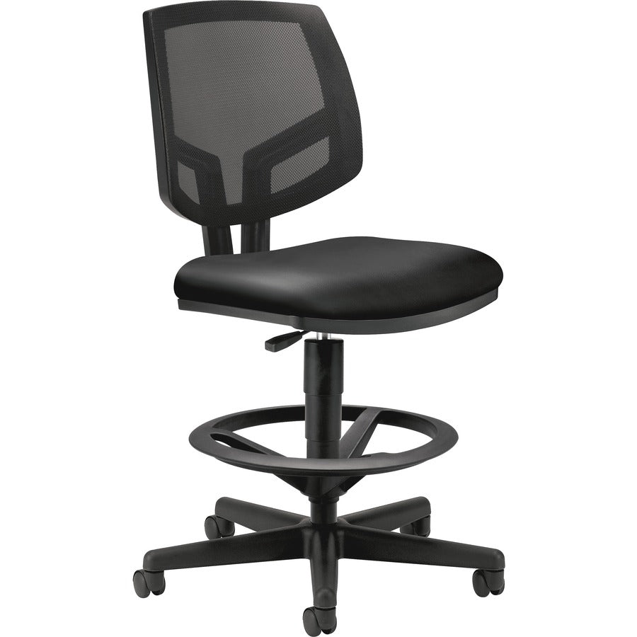 HON Volt Sitting Stool - Black Seat Color - Bonded Leather Seat Material - Black Back Color - Mesh Back Material - Black Frame Color - Black - 1 Each