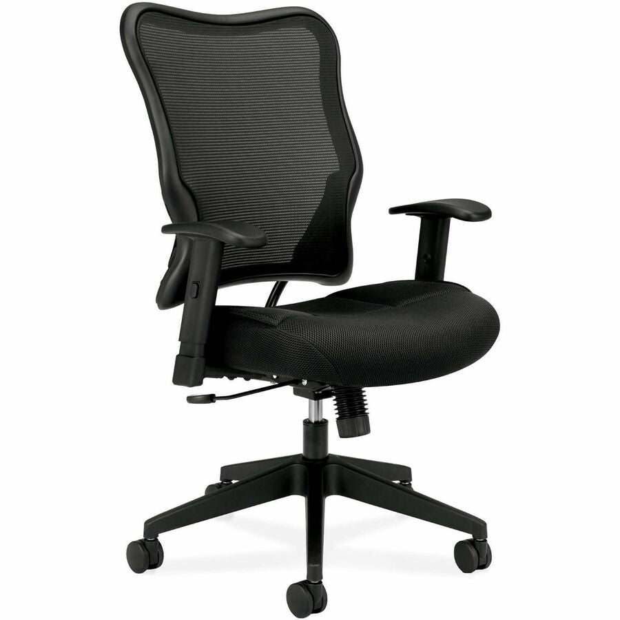 HON Wave Chair - Black Seat Color - Fabric Seat Material - Black Back Color - Reinforced Resin, Mesh Back Material - Black Frame Color - Reinforced Resin Frame Material - High Back - 5-star Base - Black - 1 Each