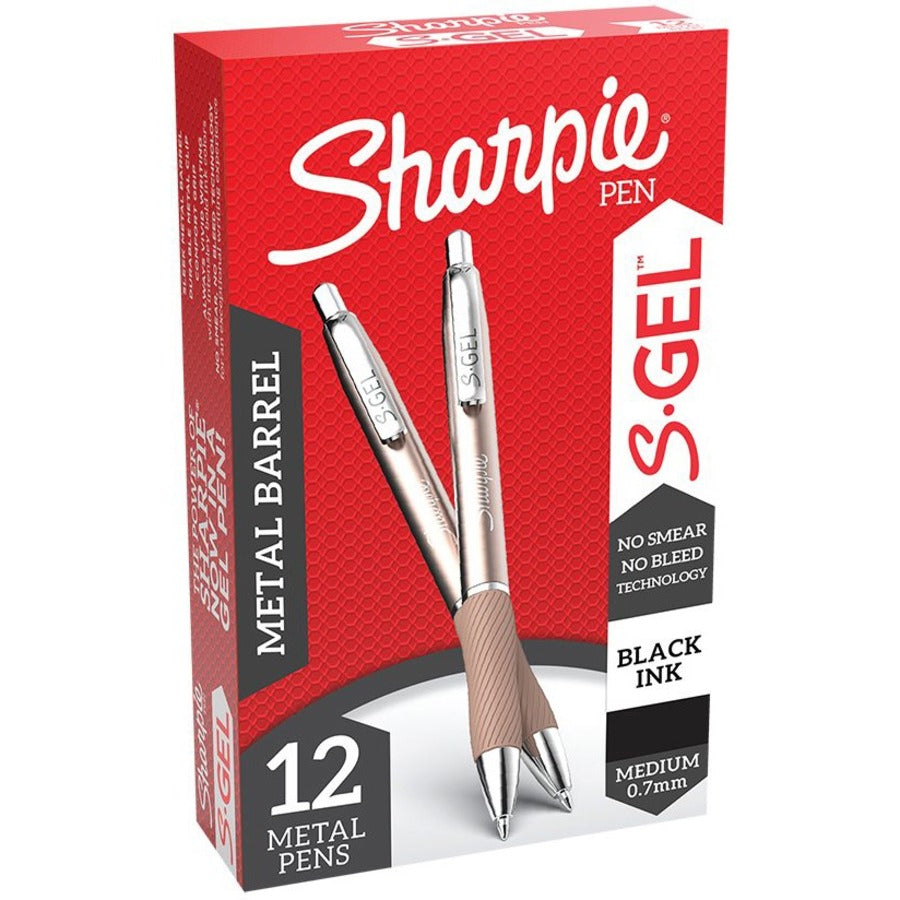 Sharpie S-Gel Pen - Black Ink - Rose Gold Barrel - 12 / Dozen