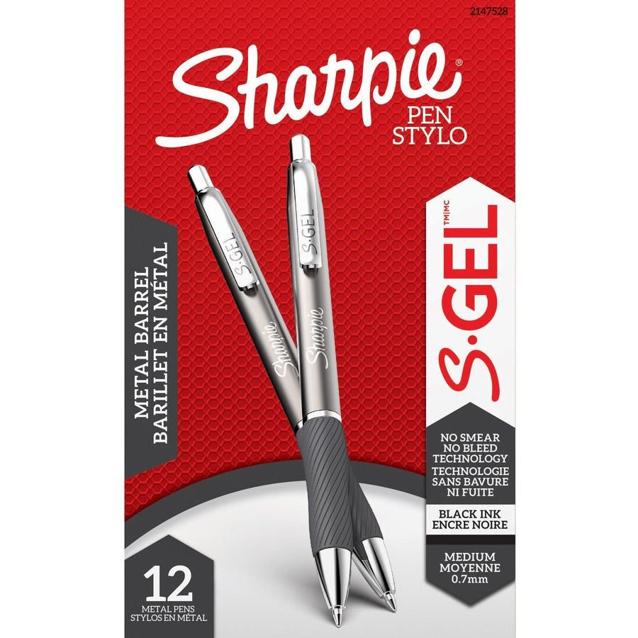 Sharpie S-Gel Pen - Black Ink - Black Barrel - 12
