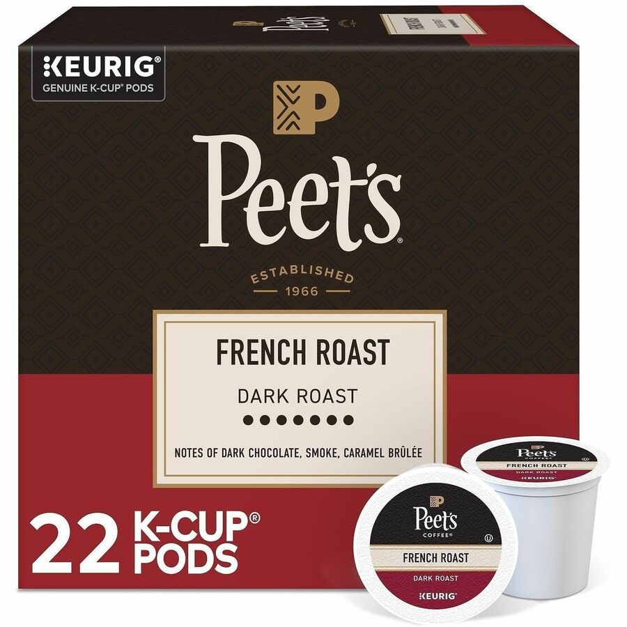 Peet's K-Cup French Roast Coffee - Compatible with Keurig Brewer - Dark - K-Cup - 22 / Box