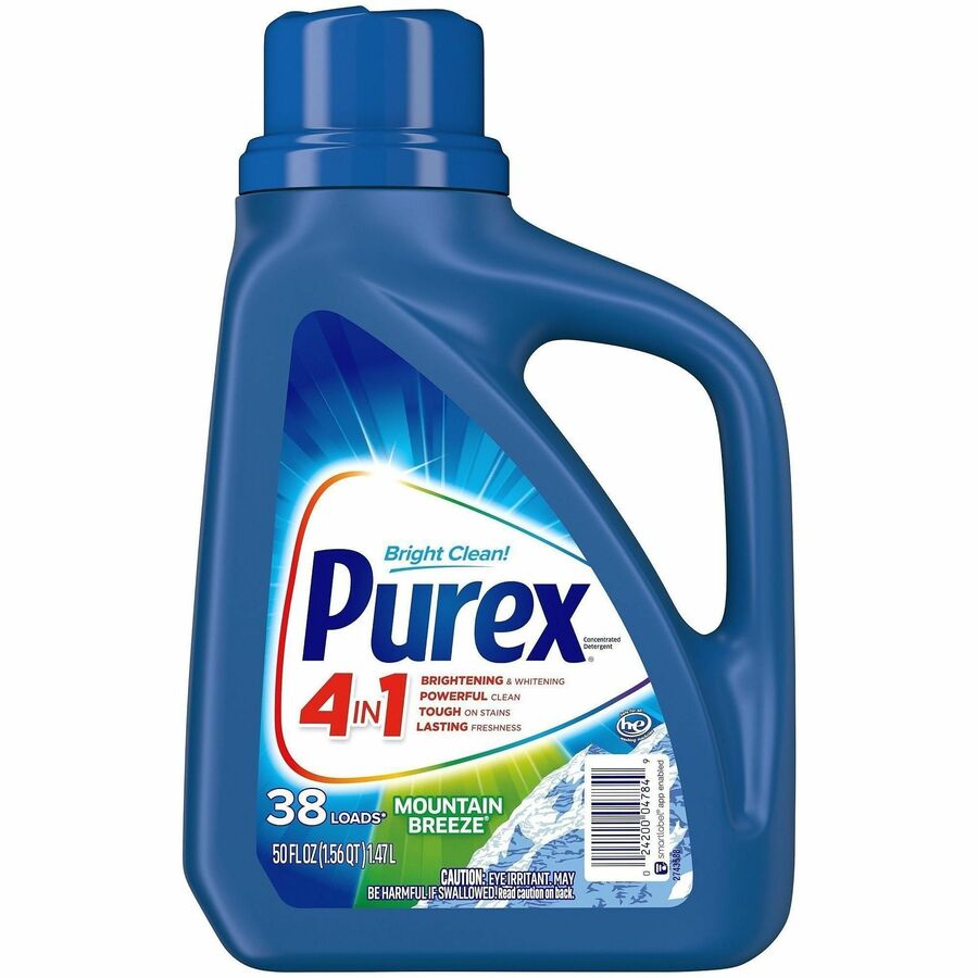 Purex Mountain Scent Liquid Detergent - Concentrate - 50 fl oz (1.6 quart) - Mountain Breeze, Outdoor, Springtime Floral Blooms, Crisp Mountain Air Scent - Blue - 6 / Carton