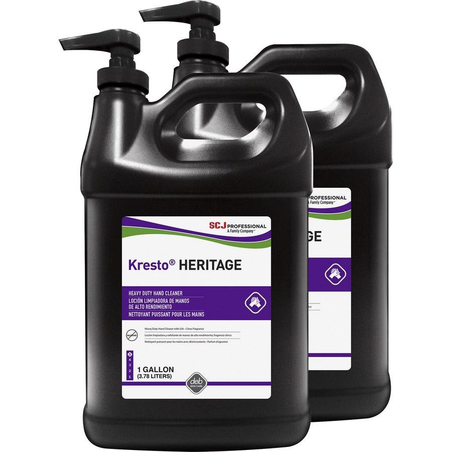 SC Johnson Super Heavy Duty Hand Cleanser - Fresh Citrus Scent - 1 gal - Pump Bottle Dispenser - Soil Remover, Grease Remover, Adhesive Remover, Asphalt Remover - Hand, Industrial, Automotive - Clear - Non-toxic, Heavy Duty, Non-abrasive, Biodegradable...