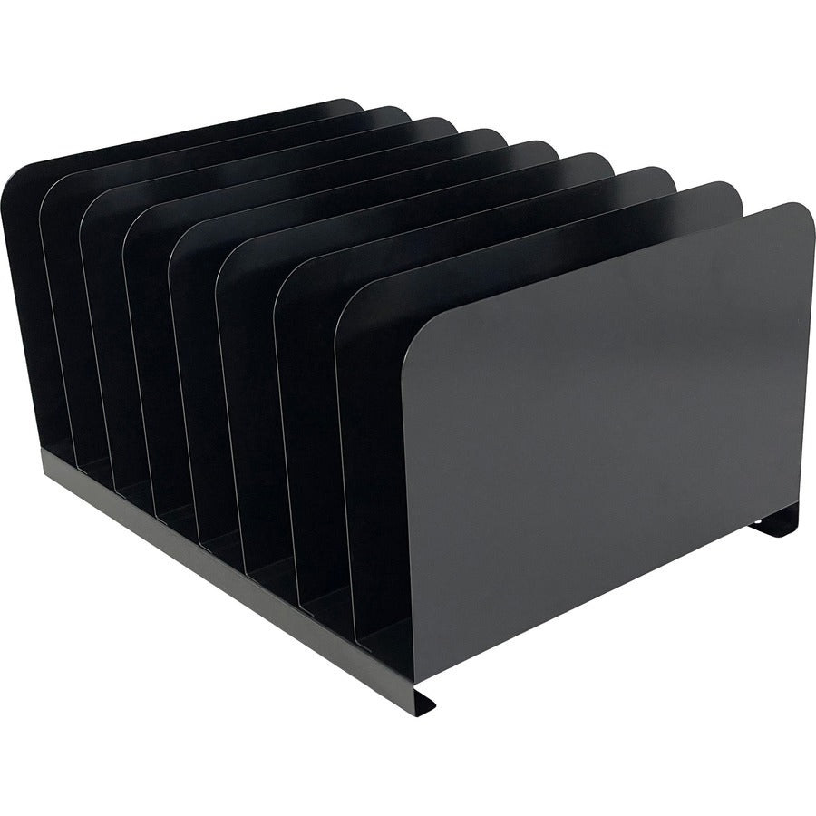 Huron Vertical Desk Organizer - 8 Compartment(s) - Vertical - 7.75" Height x 11" Width x 15" Depth - Durable - Black - Steel - 1 Each
