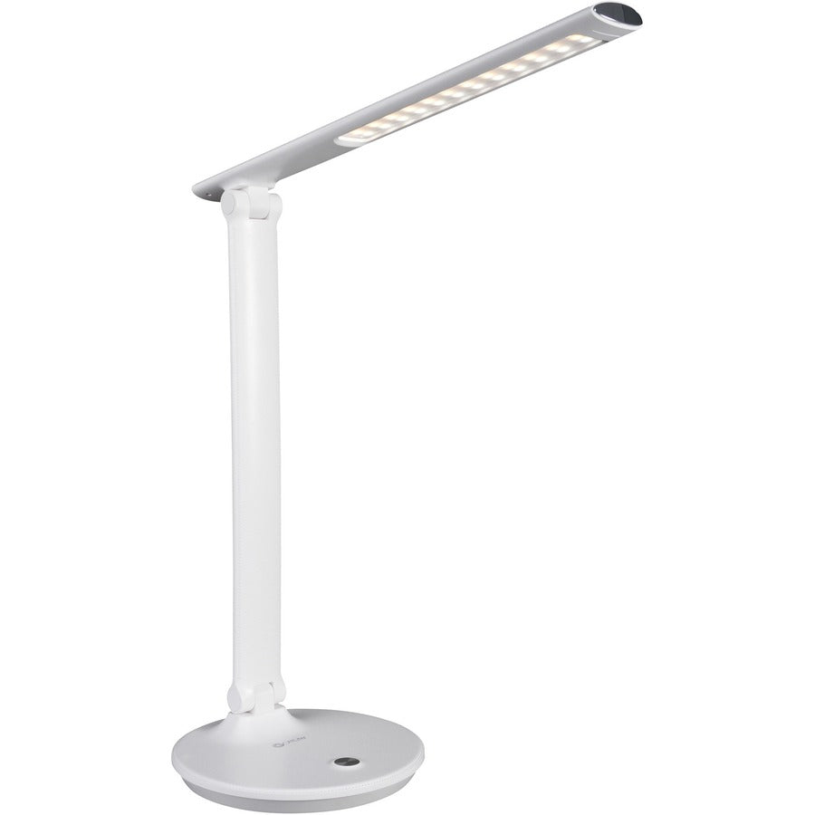 OttLite Emerge Led Lamp - 23" Height x 6.8" Width - LED Bulb - Faux Leather - USB Charging, ClearSun LED, Dimmable, Touch-activated, Energy Saving, Adjustable Height - 440 lm Lumens - Chrome, Plastic - Desk Mountable, Table Top - White - for Desk, Tabl...