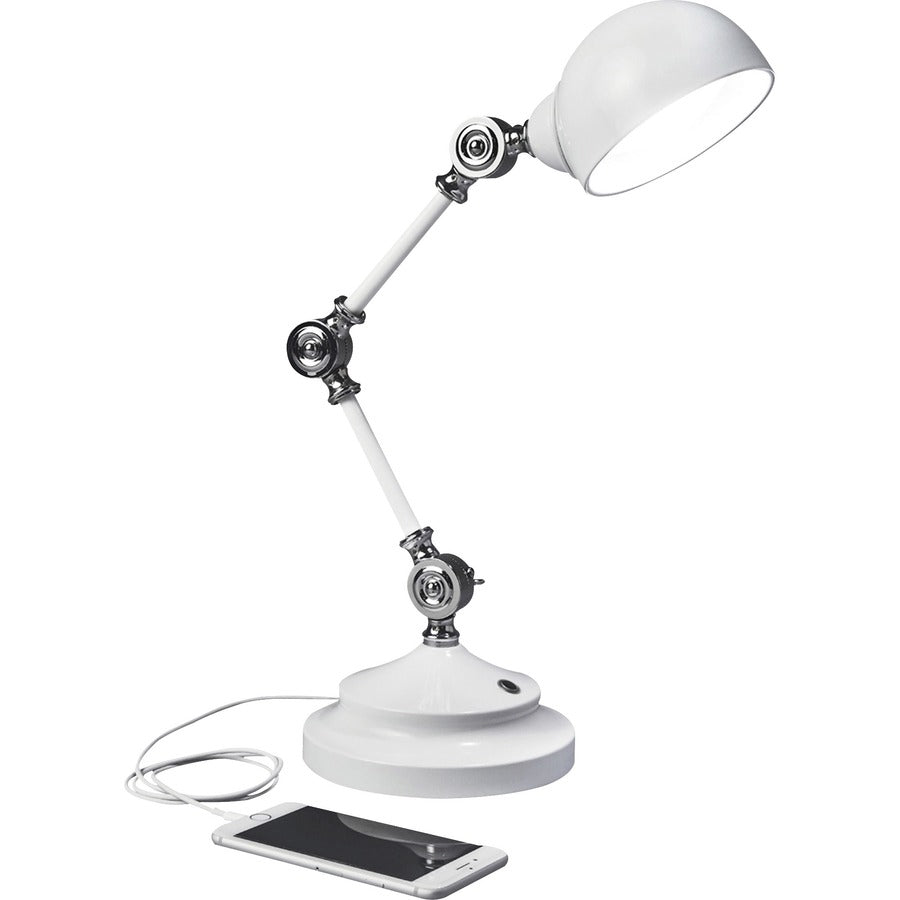 OttLite Wellness Series Revive LED Desk Lamp - 15.5" Height x 6" Width - LED Bulb - USB Charging, Adjustable Brightness, Touch-activated, Adjustable Height, Adjustable Knob, ClearSun LED, Energy Saving - 400 lm Lumens - Metal - Desk Mountable - White...