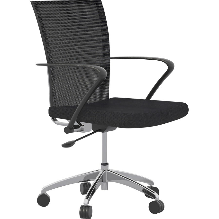 Safco Training Height-Adjustable Task Chair - Fabric, Wood Seat Material - Steel Frame Material - High Back - 5-star Base - Black - Armrest - 1 Each