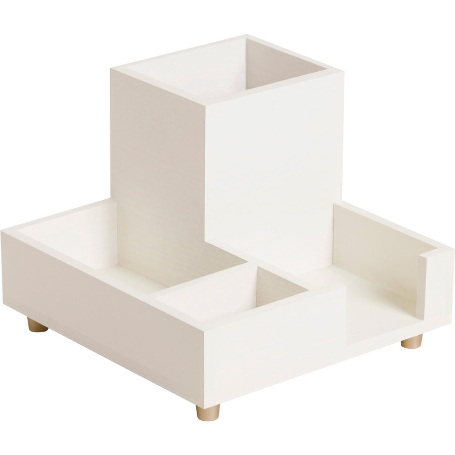 U Brands Juliet Collection Compartment Cup - 4.5" Height x 6" Width x 6" Depth - Pine Wood - White - 1 Each