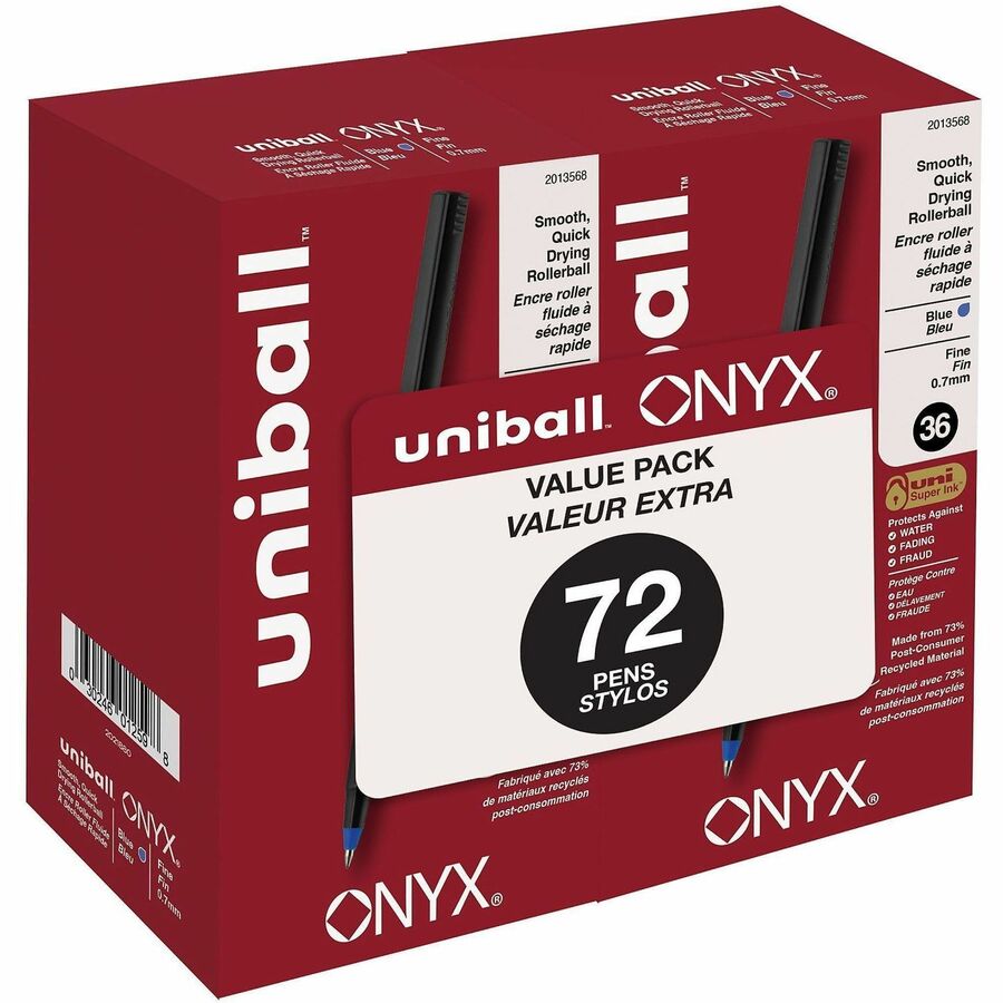 uniball™, Onyx Rollerball Pens - Blue Ink - 72 / Pack