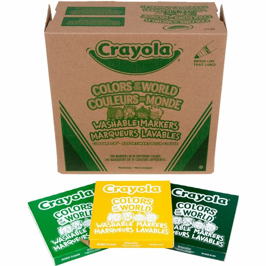 Crayola Multicultural Colors Washable Markers - Washable - Assorted, Almond, Gold, Rose Ink - 240 / Box