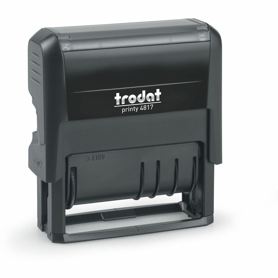 Trodat 12-Message Business Stamp - Message Stamp - ANSWERED, BACKORDERED, CANCELLED, BILLED, RECEIVED, CHARGED, CHECKED, DELIVERED, ENTERED, PAID, SHIPPED, ... - 0.37" Impression Width - 10000 Impression(s) - Black - Plastic Plastic - 1 Each