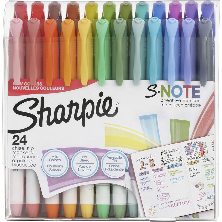 Sharpie S-Note Creative Markers, Chisel Tip - Assorted Ink - 24 / Pack