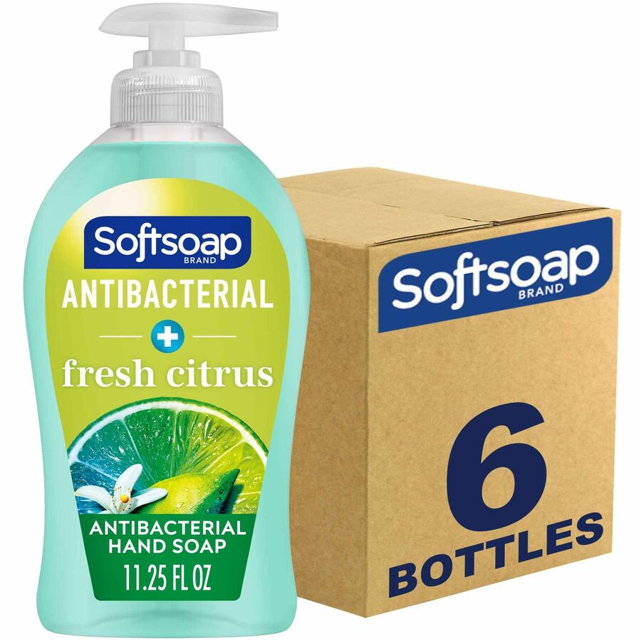 Softsoap Antibacterial Soap Pump - Fresh Citrus Scent - 11.25 fl oz - Pump Bottle Dispenser - Bacteria Remover - Hand, Skin, Kitchen, Bathroom - Moisturizing - Antibacterial - Green - Refillable, Paraben-free, Phthalate-free, pH Balanced, Biodegradable...