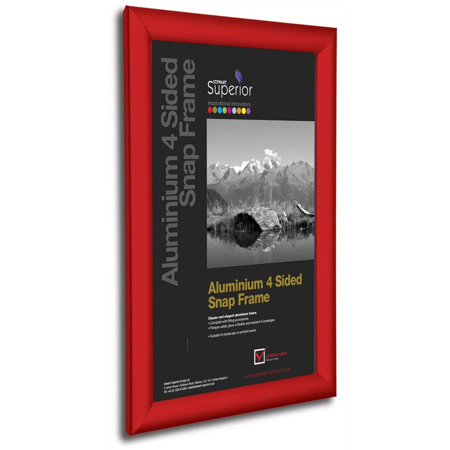 Seco Mitred Snap Frame - 8.50" x 11" Frame Size - Rectangle - Durable - Aluminum - Red - 1 Each