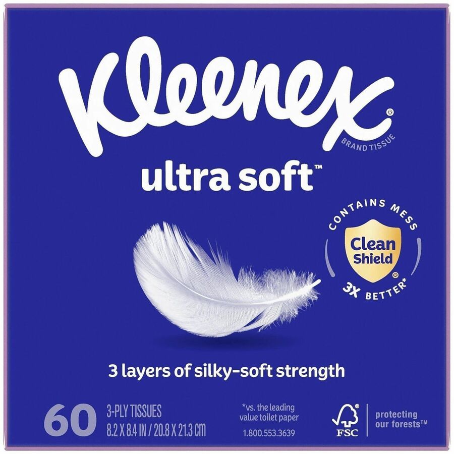 Kleenex Ultra Soft Tissues - 3 Ply - WhiteBox - 65/Box - 27 / Carton