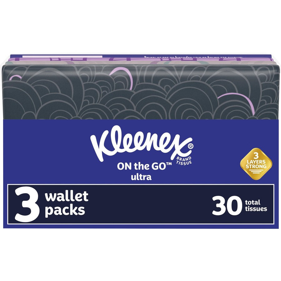Kleenex On-the-Go Slim Wallet Pack - 30 Facial Tissue-Count - 3 Ply - White - 3 / Pack