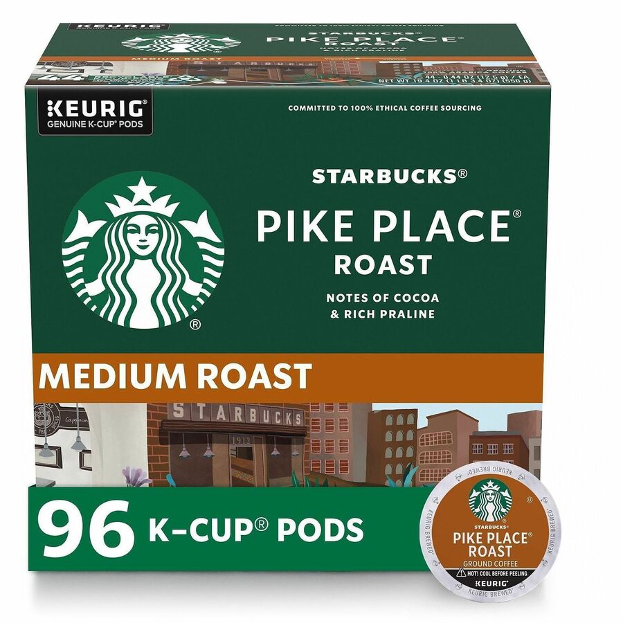 Starbucks®, K-Cup Pike Place Roast Coffee - Compatible with Keurig Brewer - Medium - K-Cup - Pike Place Roast - 24/Box - 4 / Carton